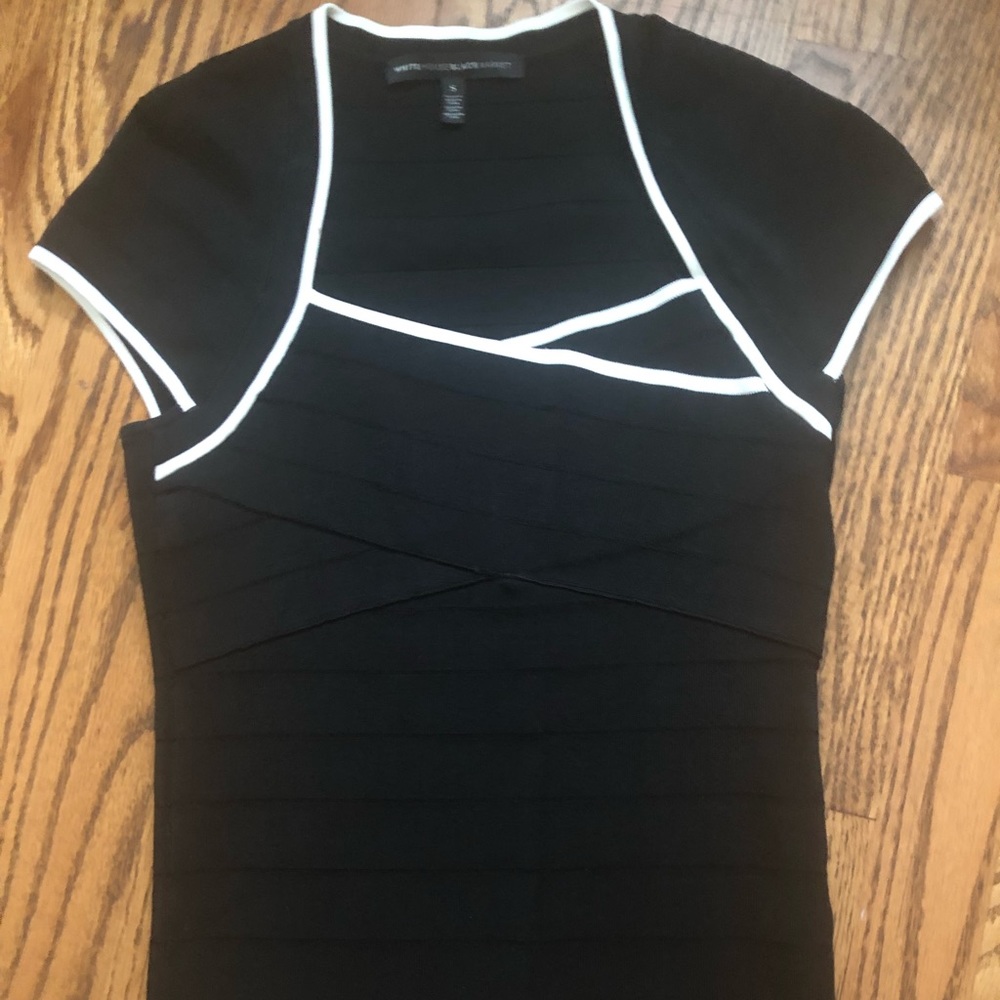 Black and White Cap Sleeved Dress Top